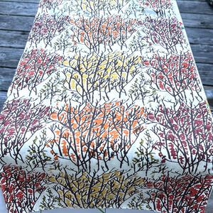 Vtg Vera Neumann Ladybug Town & Country Autumn Table Runner Fall Foliage 14x64"